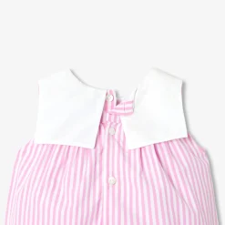 Combinaison, Barboteuse Et Ensemble-Jacadi Barboteuse bébé fille en popeline rayée - BLANC/ROSE