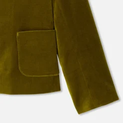 Manteau, Doudoune Et Veste-Jacadi Blazer enfant fille en velours lisse - VERT OLIVE