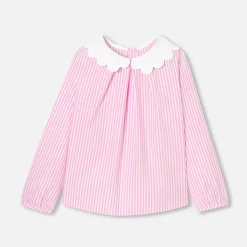 Blouse Et Chemise-Jacadi Blouse enfant fille en popeline rayée - BLANC/ROSE
