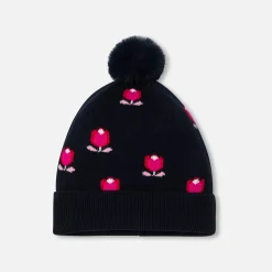 Accessoires-Jacadi Bonnet bébé fille - lore MARINE/MULTICO