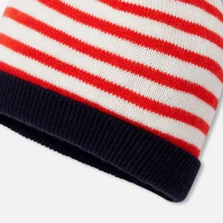 Accessoires-Jacadi Bonnet bébé garçon à pompon - BLANC/ROUGE