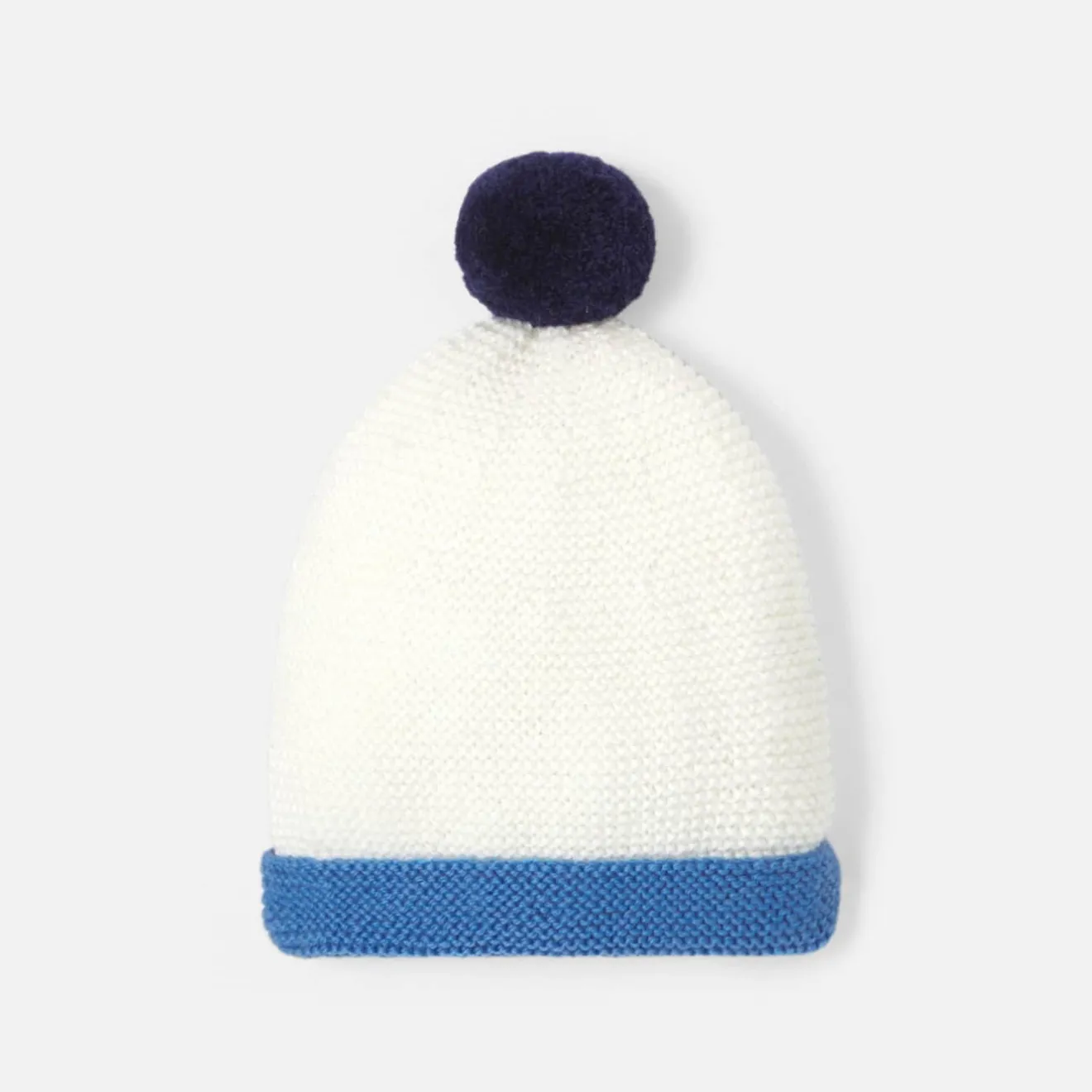 Accessoires-Jacadi Bonnet Love Maille collection solidaire - BLANC/BLEU