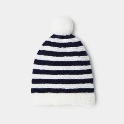 Accessoires-Jacadi Bonnet Love Maille Collection Solidaire - ECRU/MARINE