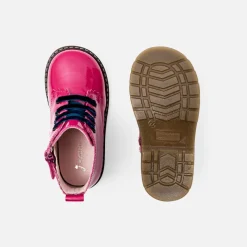 Boots Et Botillons-Jacadi Bottillons bébé fille en cuir lisse - FUSCHIA