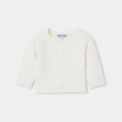 Pull, Sweat Et Cardigan-Jacadi Cardigan bébé en laine et coton - blanc doux BLANC DOUX JACADI