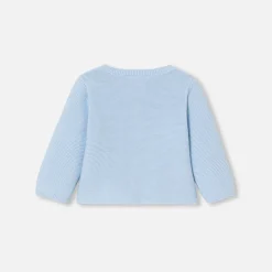 Pull, Sweat Et Cardigan-Jacadi Cardigan bébé en point mousse - BLEU PALE