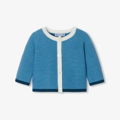 Pull, Sweat Et Cardigan-Jacadi Cardigan bébé en point mousse - lore BLEU/MULTICO