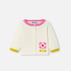 Pull, Sweat Et Cardigan-Jacadi Cardigan bébé fille en jersey - lore BLANC DOUX/MULTICO