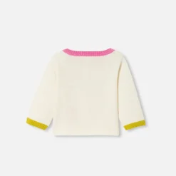 Pull, Sweat Et Cardigan-Jacadi Cardigan bébé fille en jersey - lore BLANC DOUX/MULTICO