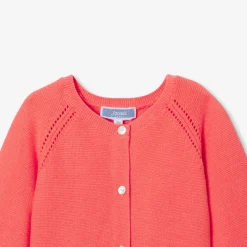 Pull, Sweat Et Cardigan-Jacadi Cardigan bébé fille en point mousse CORAIL FLUO