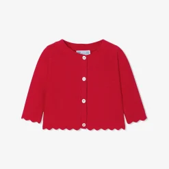 Pull, Sweat Et Cardigan-Jacadi Cardigan bébé fille en point mousse - ROUGE TOMATE