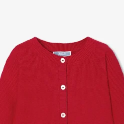 Pull, Sweat Et Cardigan-Jacadi Cardigan bébé fille en point mousse - ROUGE TOMATE