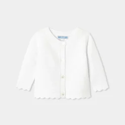 Pull, Sweat Et Cardigan-Jacadi Cardigan bébé fille en point mousse - blanc BLANC JACADI