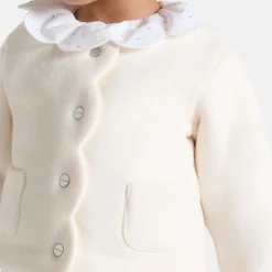 Pull, Sweat Et Cardigan-Jacadi Cardigan bébé fille en polaire BLANC DOUX JACADI