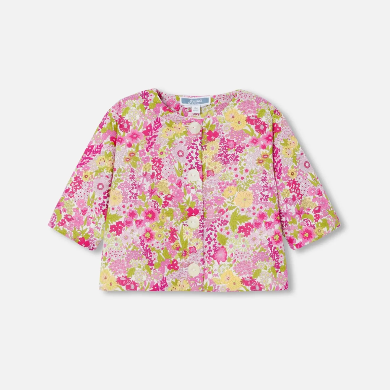 Pull, Sweat Et Cardigan-Jacadi Cardigan bébé fille en Tissu Liberty - lore ROSE/MULTICO