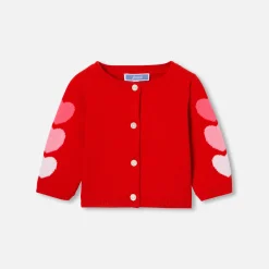 Pull, Sweat Et Cardigan-Jacadi Cardigan bébé fille petits cœurs - lore ROUGE/MULTICO