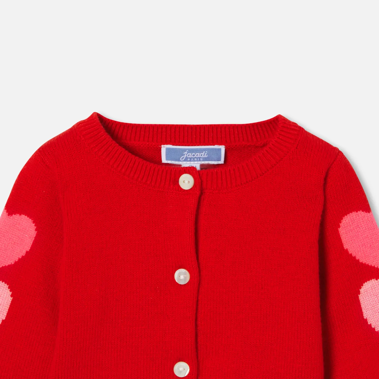 Pull, Sweat Et Cardigan-Jacadi Cardigan bébé fille petits cœurs - lore ROUGE/MULTICO