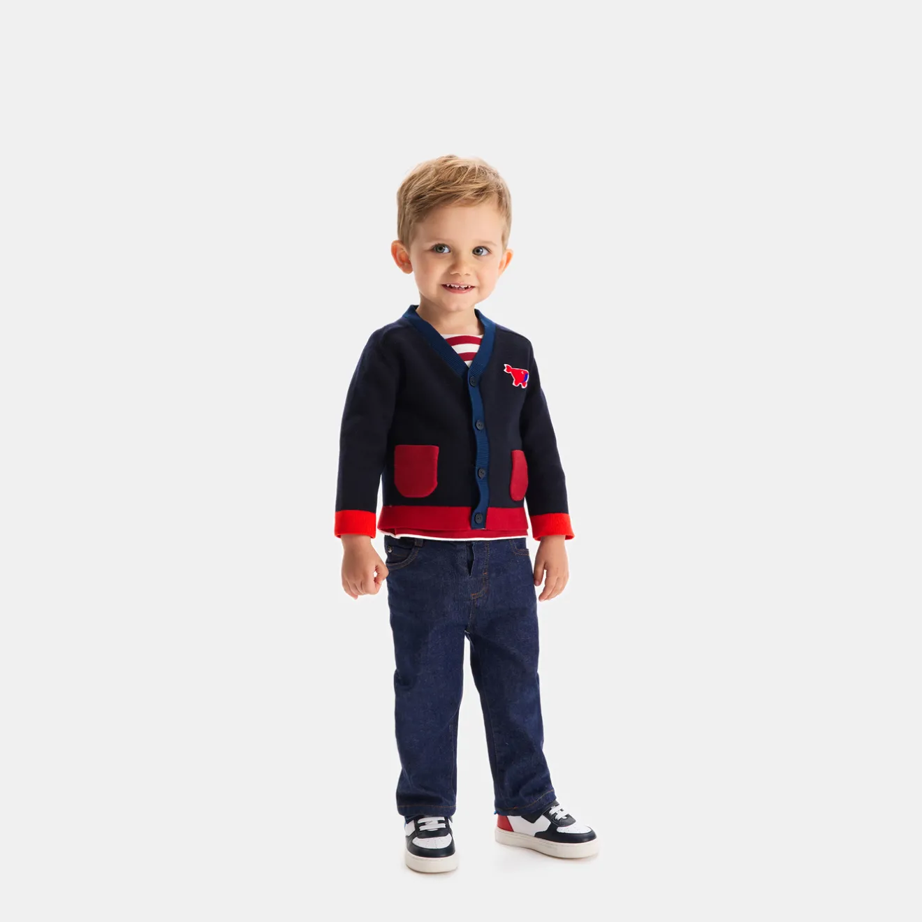 Pull, Sweat Et Cardigan-Jacadi Cardigan bébé garçon - MARINE/ROUGE