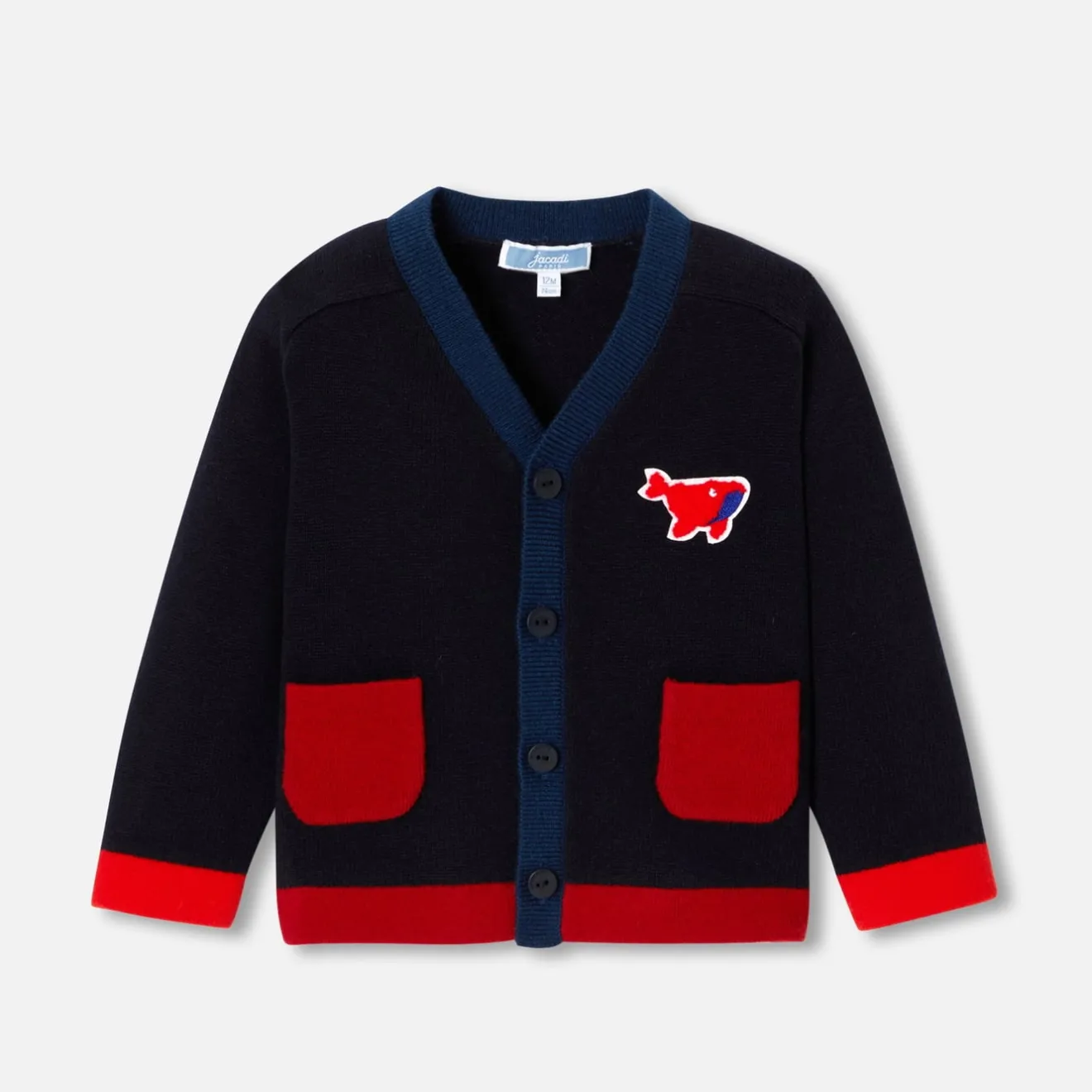 Pull, Sweat Et Cardigan-Jacadi Cardigan bébé garçon - MARINE/ROUGE