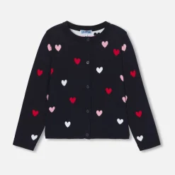 Pull, Sweat Et Cardigan-Jacadi Cardigan enfant fille jacquard cœur - lore MARINE/MULTICO