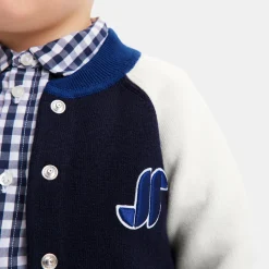 Pull, Sweat Et Cardigan-Jacadi Cardigan Teddy bébé garçon - MARINE/BLANC