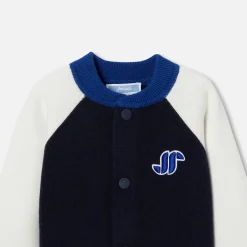 Pull, Sweat Et Cardigan-Jacadi Cardigan Teddy bébé garçon - MARINE/BLANC