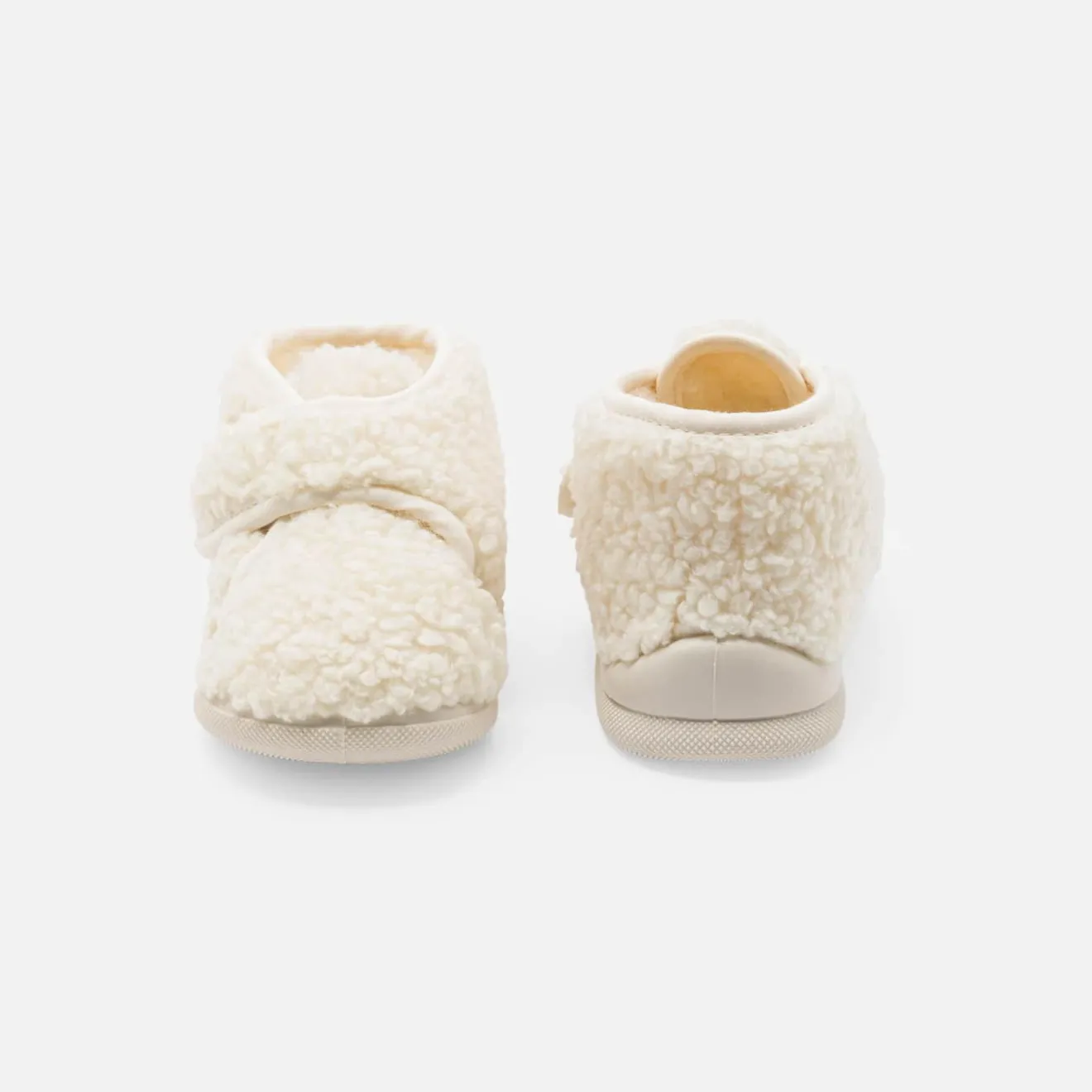 Chaussons|Chaussons-Jacadi Chaussons bébé en sherpa - ECRU/BEIGE