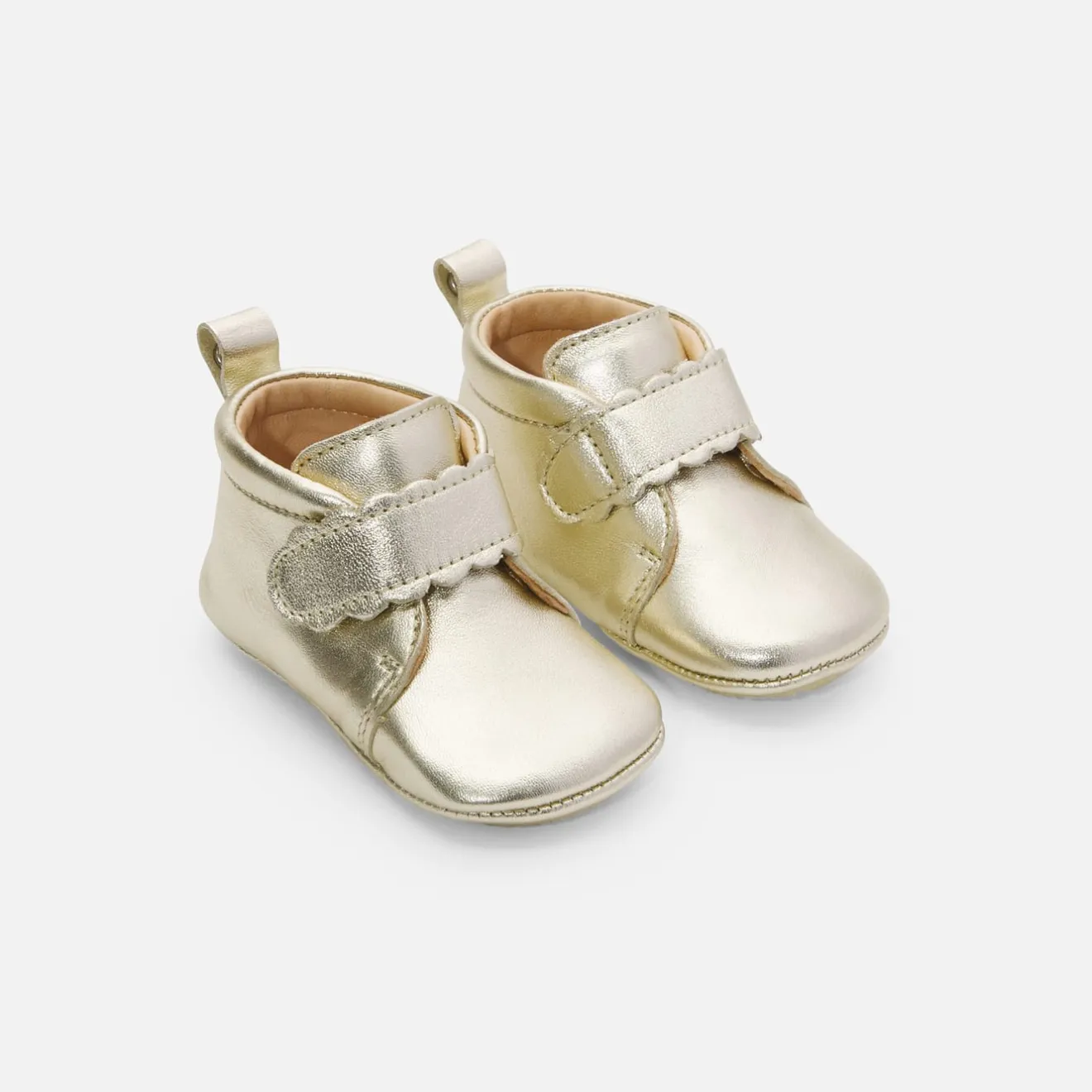 Chaussons|Chaussures-Jacadi Chaussons bébé fille en cuir irisé - OR