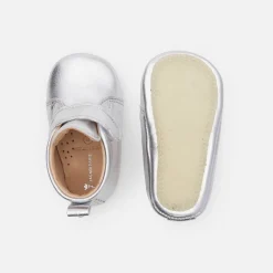 Chaussons|Chaussures-Jacadi Chaussons bébé fille en cuir irisé - ARGENT