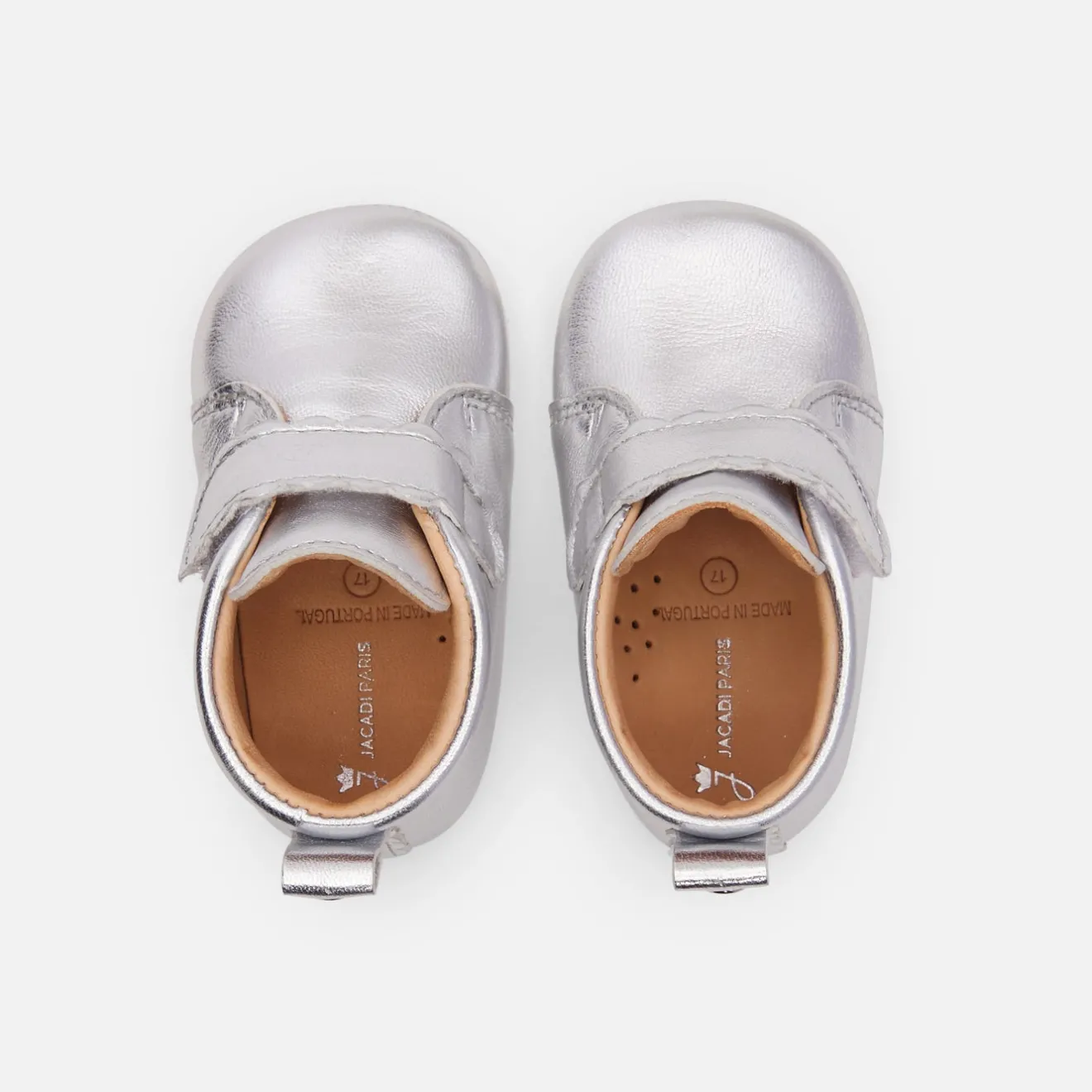 Chaussons|Chaussures-Jacadi Chaussons bébé fille en cuir irisé - ARGENT