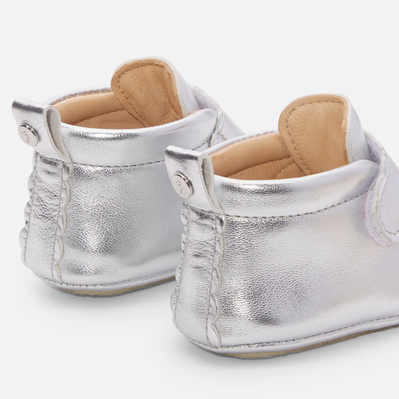 Chaussons|Chaussures-Jacadi Chaussons bébé fille en cuir irisé - ARGENT