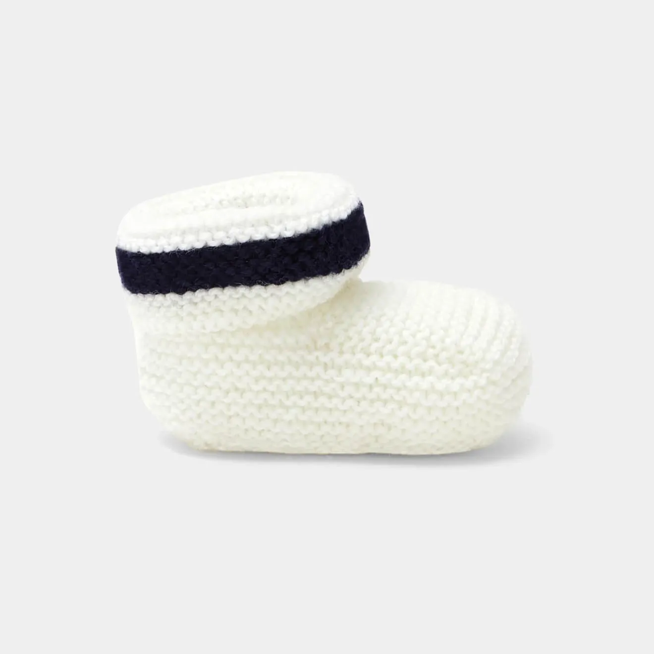 Accessoires-Jacadi Chaussons Love Maille Collection Solidaire - ECRU/MARINE