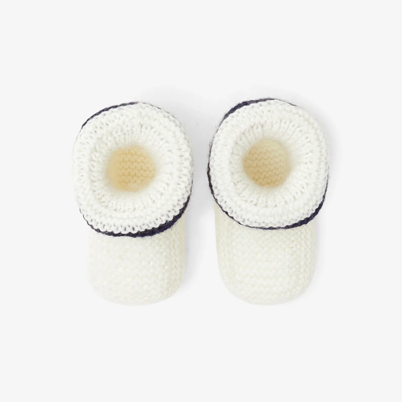 Accessoires-Jacadi Chaussons Love Maille Collection Solidaire - ECRU/MARINE