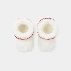 Accessoires-Jacadi Chaussons Love Maille Collection Solidaire - BLANC/ROUGE