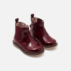Boots Et Botillons-Jacadi Chelsea boots bébé fille en cuir verni - BORDEAUX