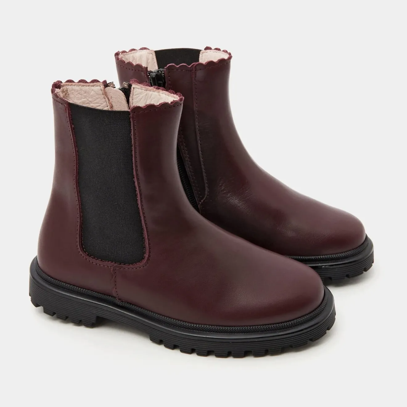Boots Et Botillons|Chaussures-Jacadi Chelsea boots enfant fille en cuir lisse - BORDEAUX