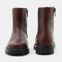 Boots Et Botillons|Chaussures-Jacadi Chelsea boots enfant fille en cuir lisse - BORDEAUX
