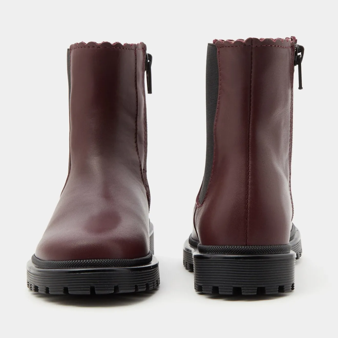 Boots Et Botillons|Chaussures-Jacadi Chelsea boots enfant fille en cuir lisse - BORDEAUX