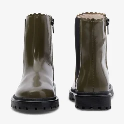 Boots Et Botillons|Chaussures-Jacadi Chelsea boots enfant fille en cuir lisse - KAKI