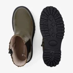 Boots Et Botillons|Chaussures-Jacadi Chelsea boots enfant fille en cuir lisse - KAKI