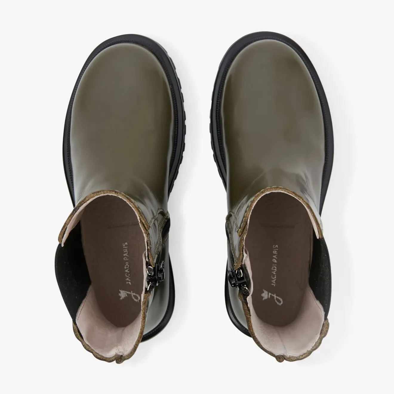 Boots Et Botillons|Chaussures-Jacadi Chelsea boots enfant fille en cuir lisse - KAKI