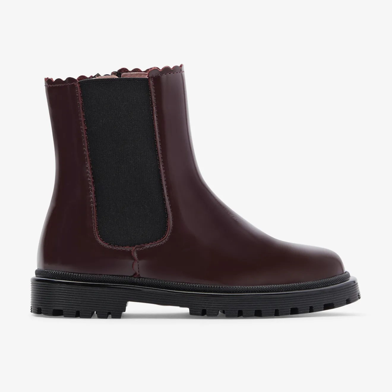Boots Et Botillons|Chaussures-Jacadi Chelsea boots enfant fille en cuir lisse - BORDEAUX