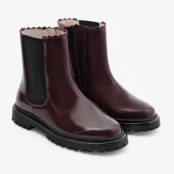 Boots Et Botillons|Chaussures-Jacadi Chelsea boots enfant fille en cuir lisse - BORDEAUX