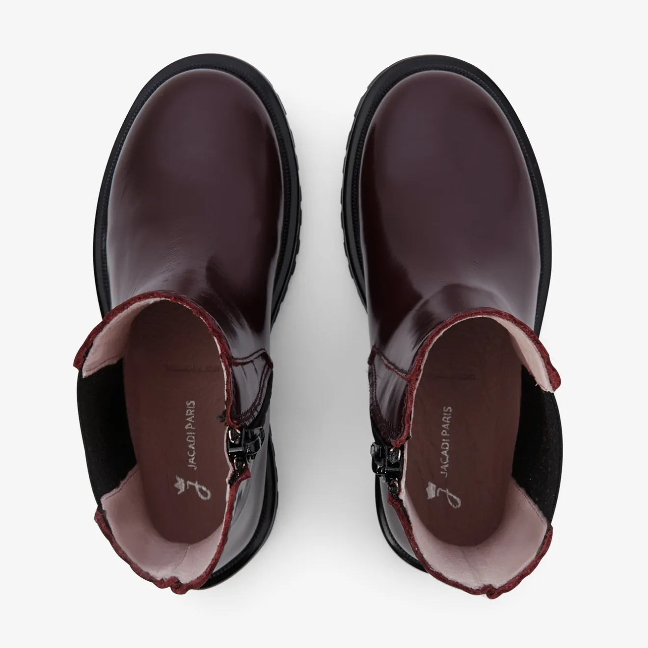 Boots Et Botillons|Chaussures-Jacadi Chelsea boots enfant fille en cuir lisse - BORDEAUX