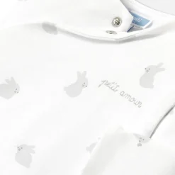 Combinaison, Barboteuse Et Ensemble-Jacadi Combinaison bébé en jersey ouatiné - BLANC/GRIS