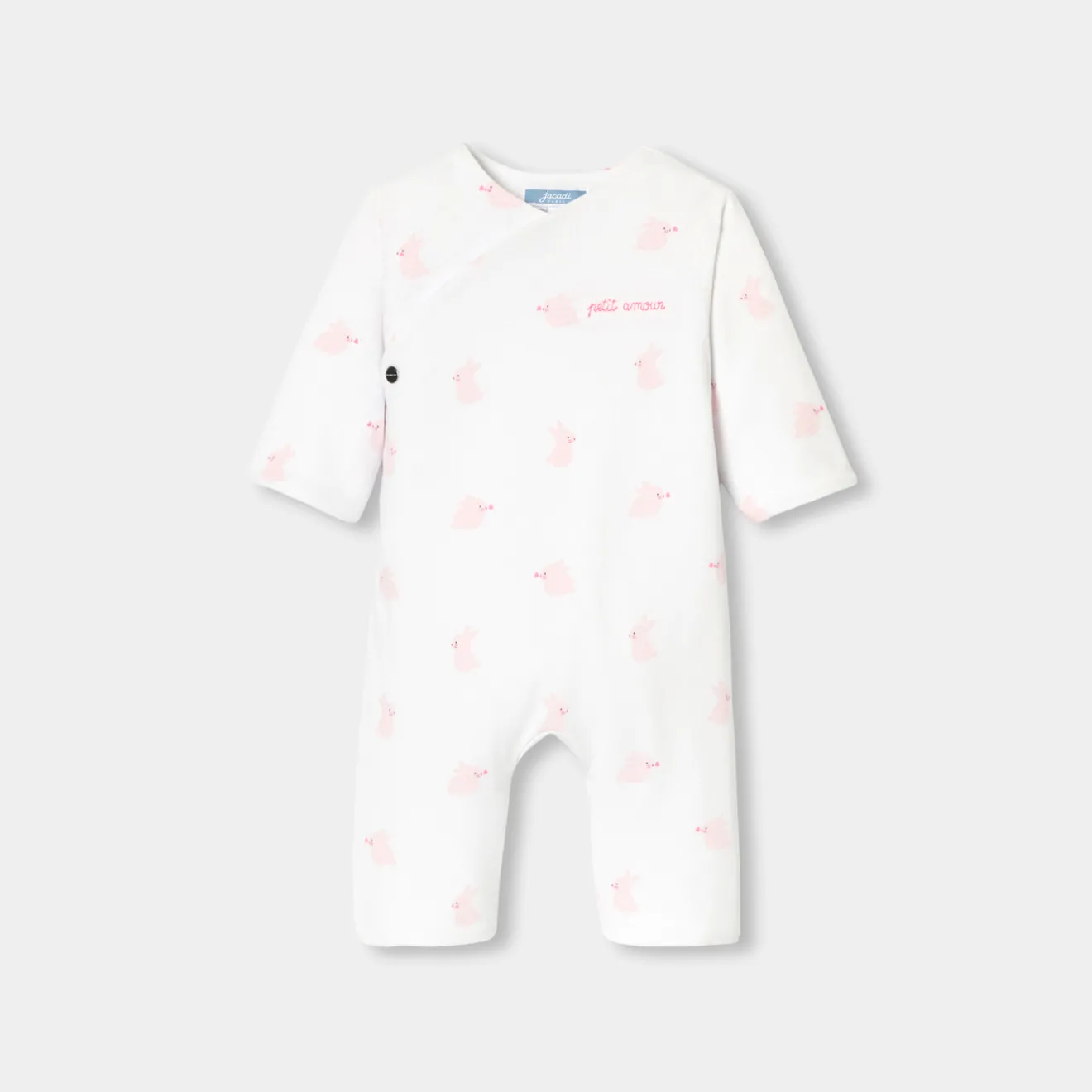 Combinaison, Barboteuse Et Ensemble-Jacadi Combinaison bébé fille en jersey - BLANC/ROSE