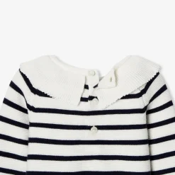 Combinaison, Barboteuse Et Ensemble-Jacadi Combinaison bébé fille en point mousse - MARINE/BLANC