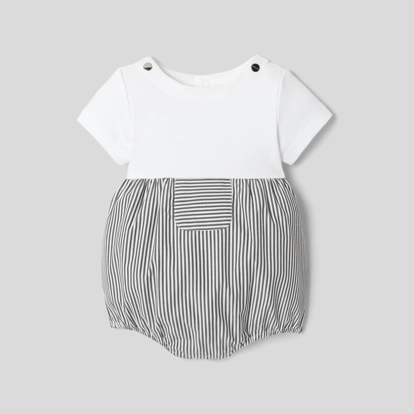 Combinaison, Barboteuse Et Ensemble-Jacadi Combinaison bébé garçon bi-matière - BLANC/GRIS