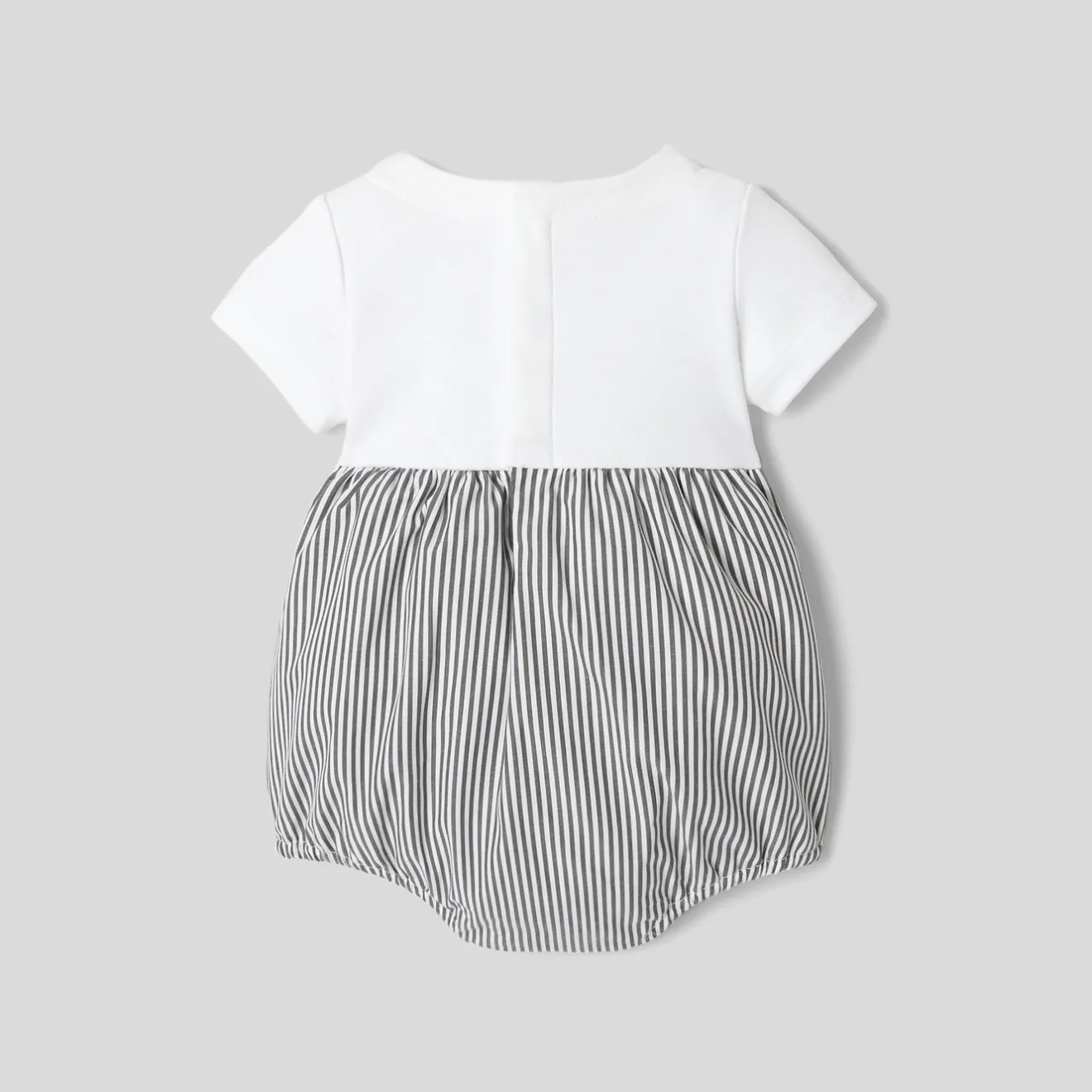Combinaison, Barboteuse Et Ensemble-Jacadi Combinaison bébé garçon bi-matière - BLANC/GRIS