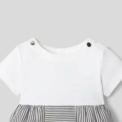 Combinaison, Barboteuse Et Ensemble-Jacadi Combinaison bébé garçon bi-matière - BLANC/GRIS